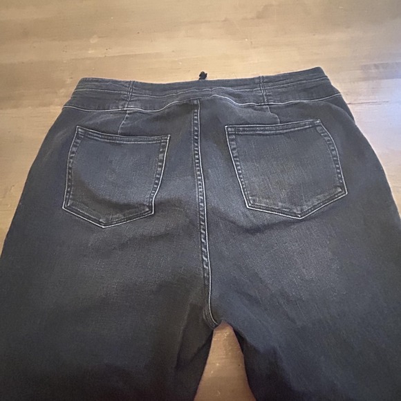 We The Free Jeans Womens 34 Black Lace Up Front High Rise Stretch Denim - Picture 7 of 8